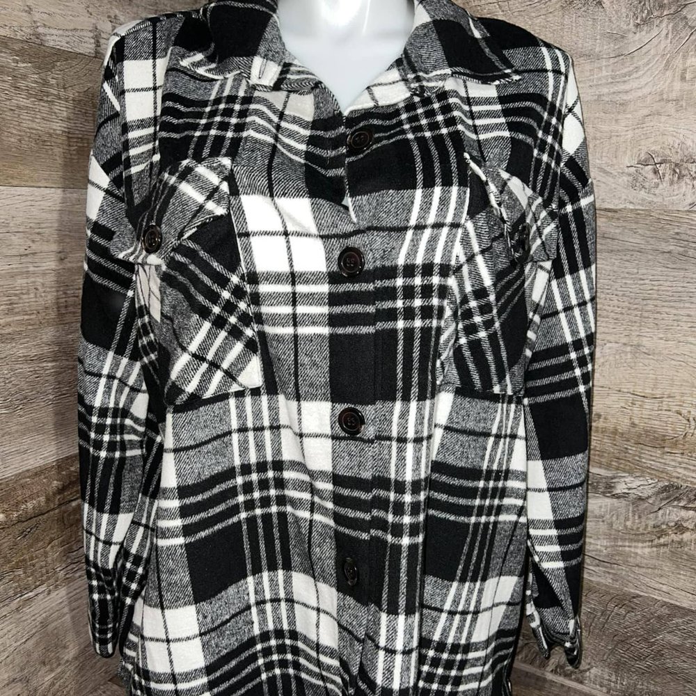 Plus Size Plaid Shacket - Heavy- 1X